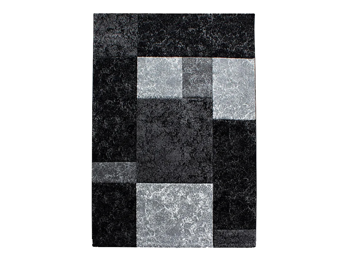 tapis chambre 120x170 tissé noir et gris rectangle motif géométrique CARARELLE