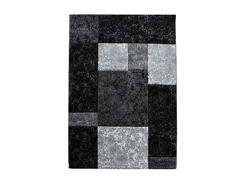 tapis chambre 120x170 tissé noir et gris rectangle motif géométrique CARARELLE
