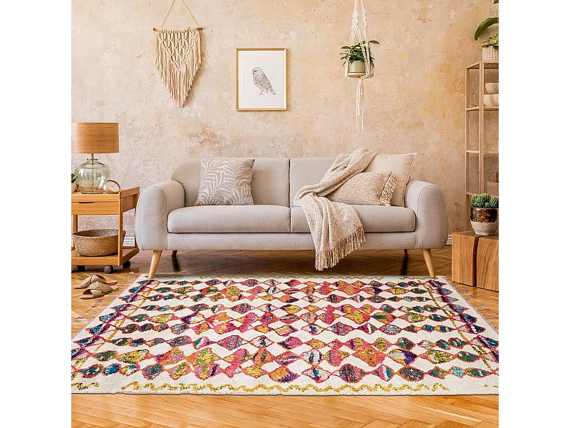 Tapis berbère 40x60 tissé motifs tribaux LYN5 OURIKA multicolore