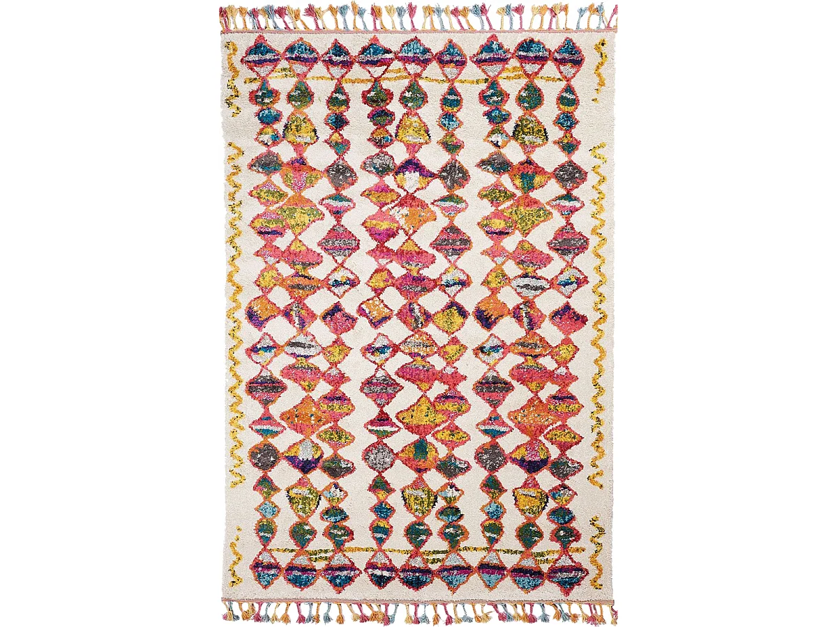 Tapis berbère 40x60 tissé motifs tribaux LYN5 OURIKA multicolore