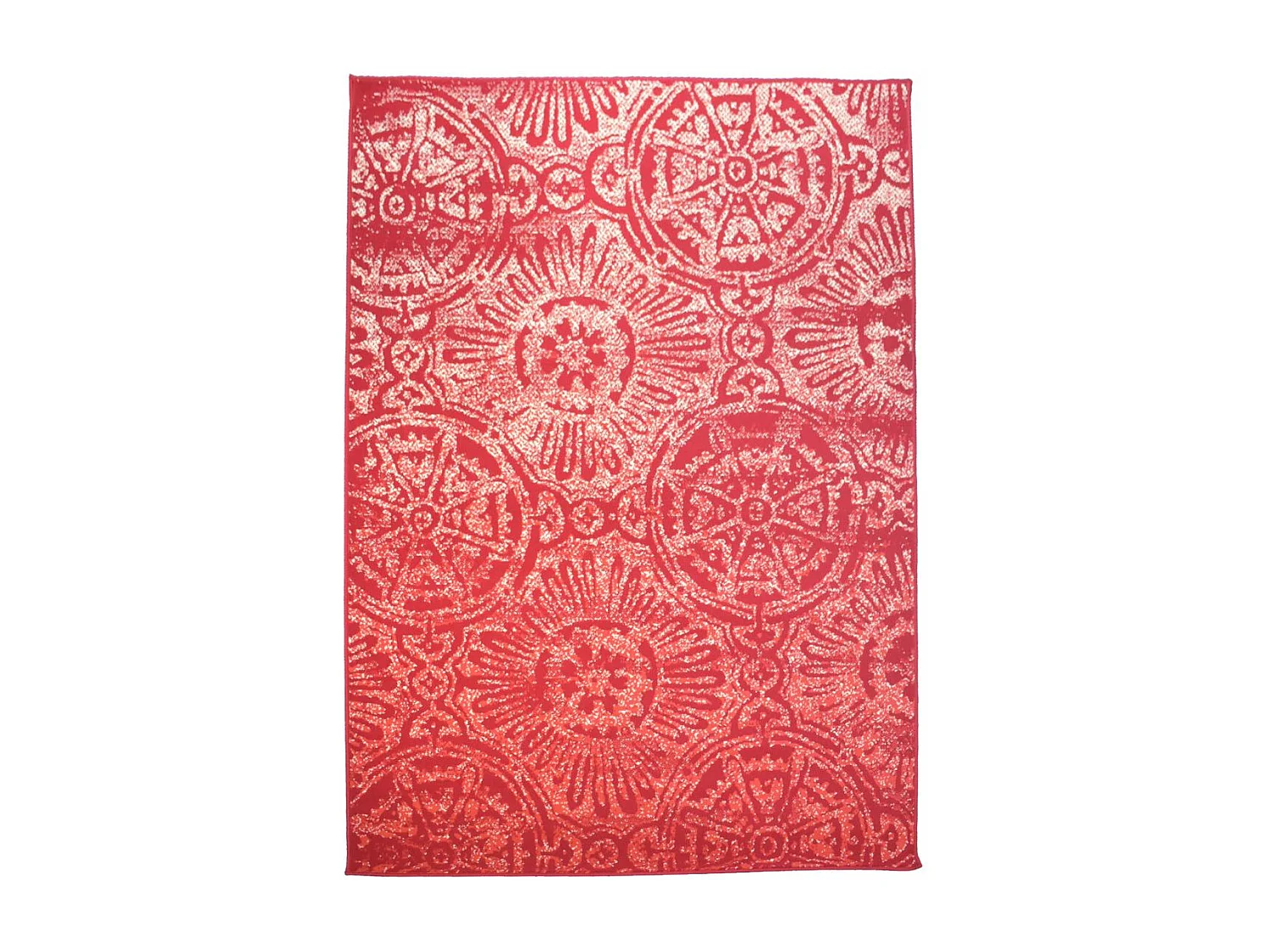 tapis salon 160x225 tissé rouge et beige rectangle motif rétro-vintage