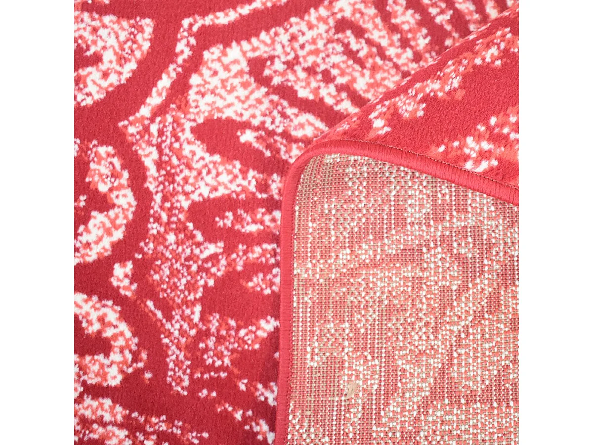 tapis chambre 120x170 tissé rouge et beige rectangle motif rétro-vintage