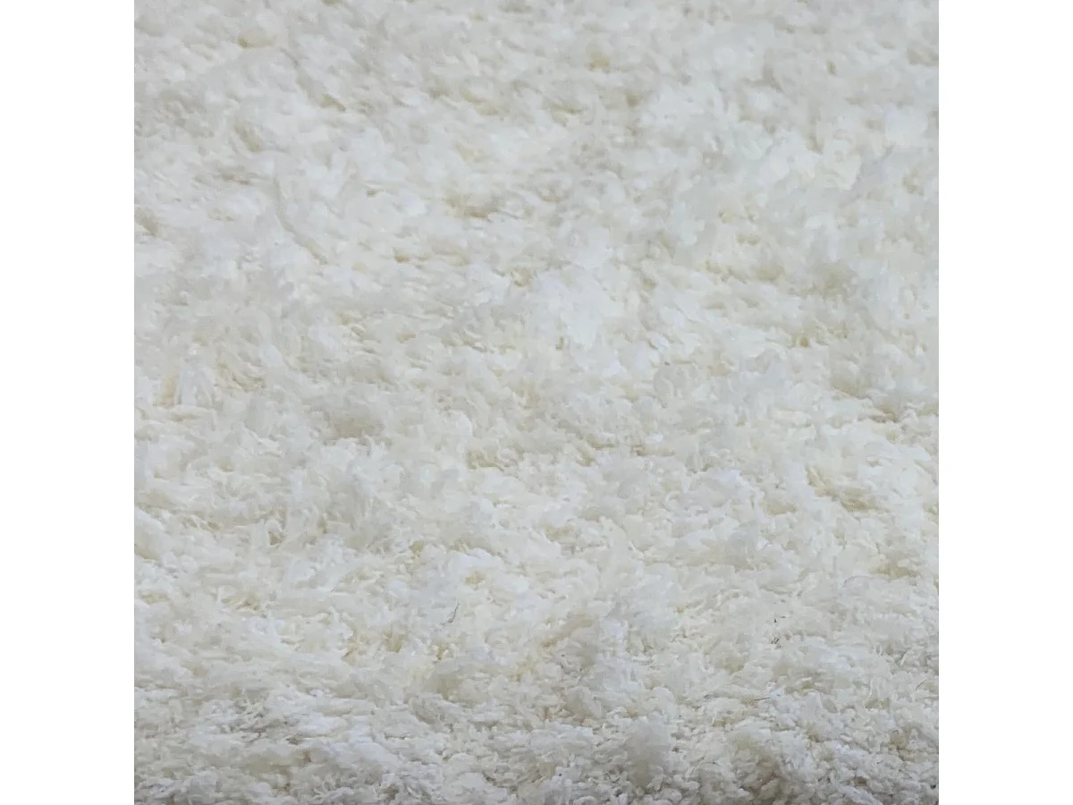 Tapis longs poils shaggy 80x150 rectangle fait à la main crème motif uni