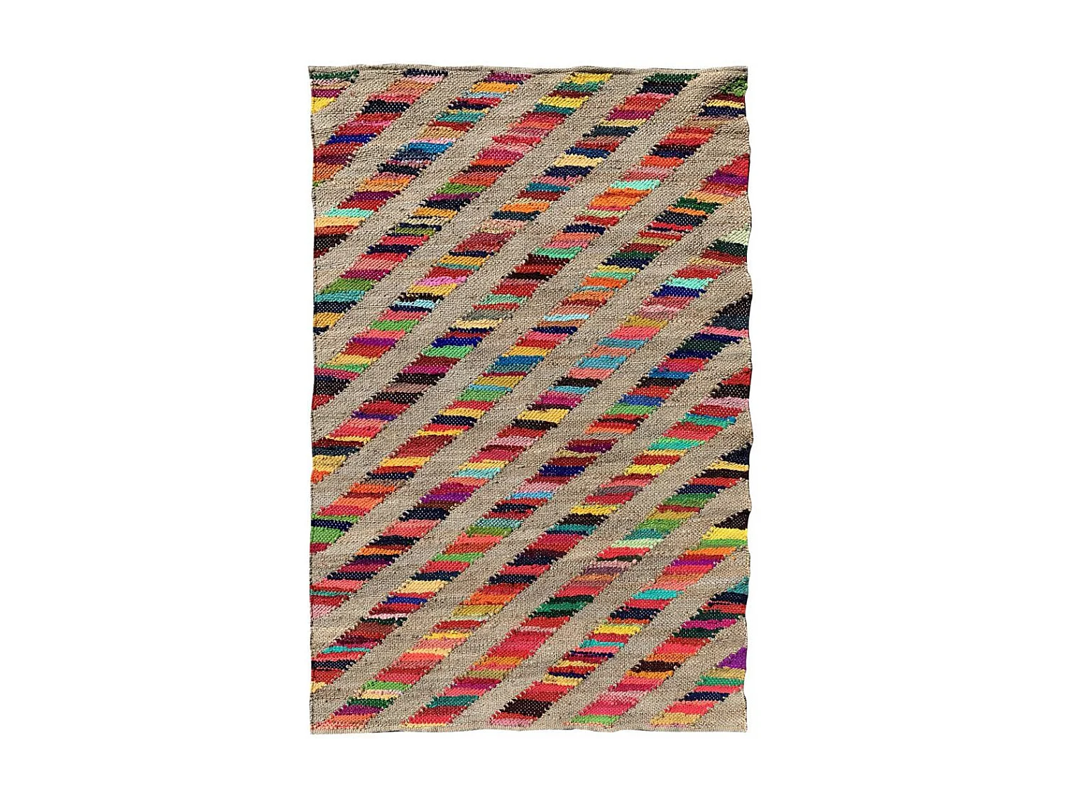 Tapis en jute 120x170 fait à la main multicolore RAINBOWA