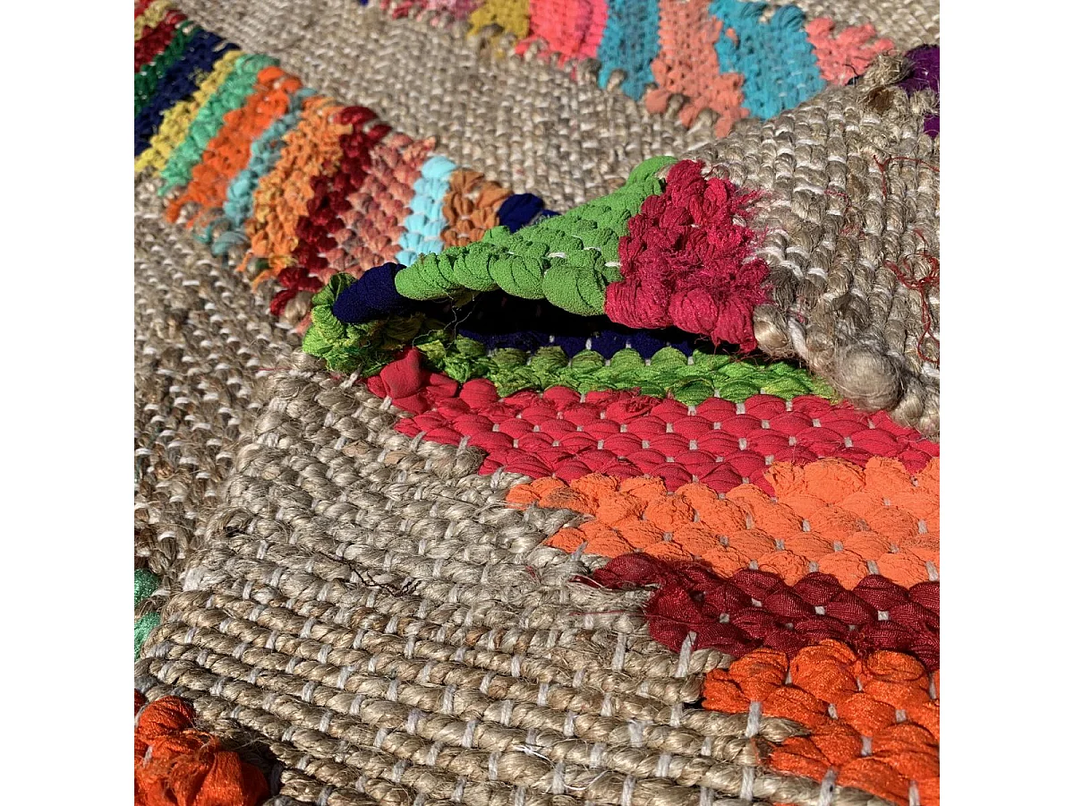 Tapis en jute 120x170 fait à la main multicolore RAINBOWA