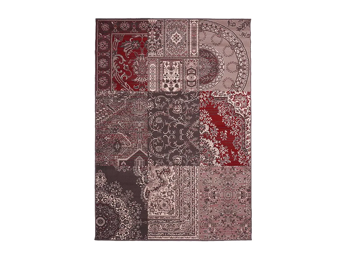 tapis salon 160x230 tissé gris rectangle motif baroque LYN1 NYBRO
