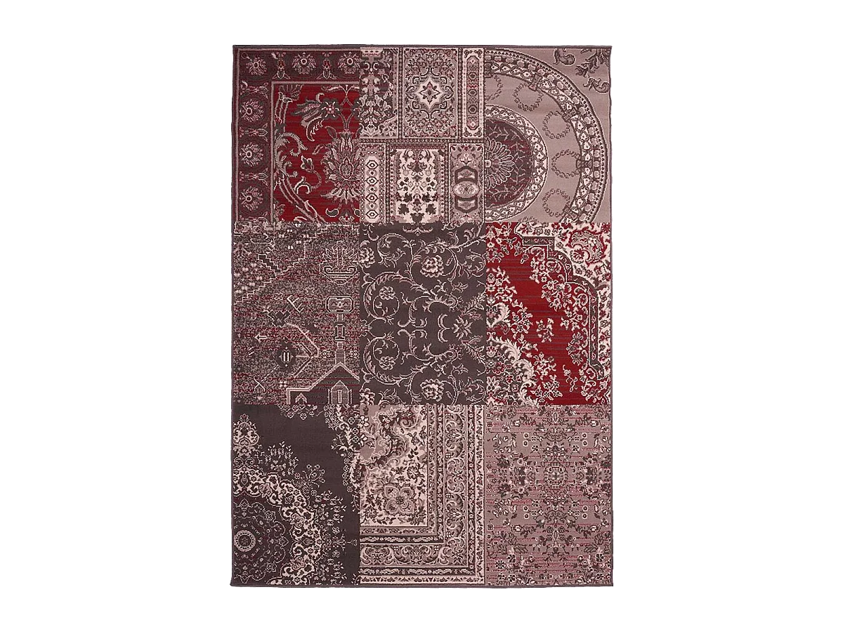tapis salon 160x230 tissé gris rectangle motif baroque LYN1 NYBRO