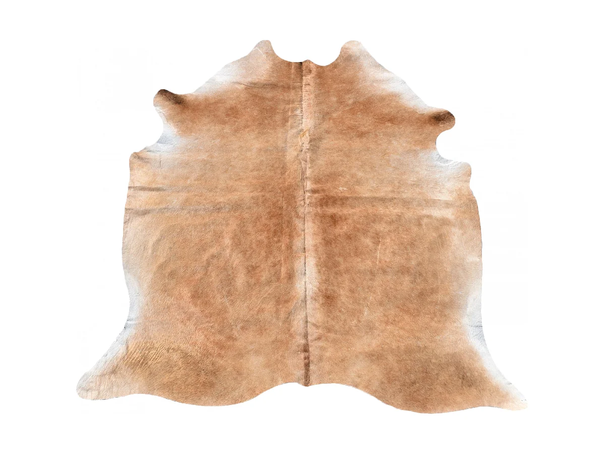 Tapis peau de vache 160x180 kilm fait à la main beige et marron