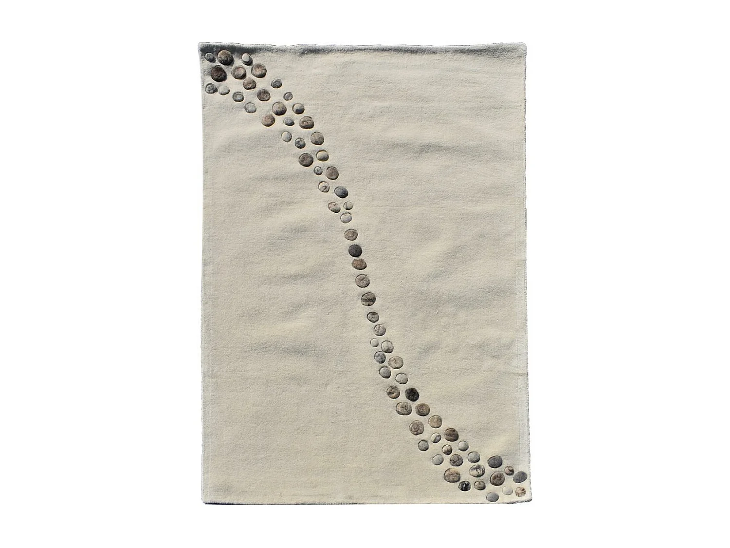 tapis salle à manger 240x340 fait à la main en laine beige et gris motif simple