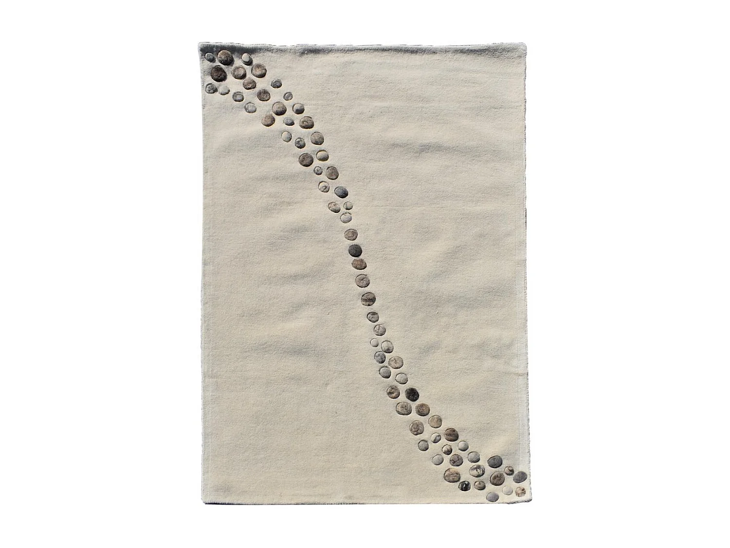 tapis salle à manger 240x340 fait à la main en laine beige et gris motif simple