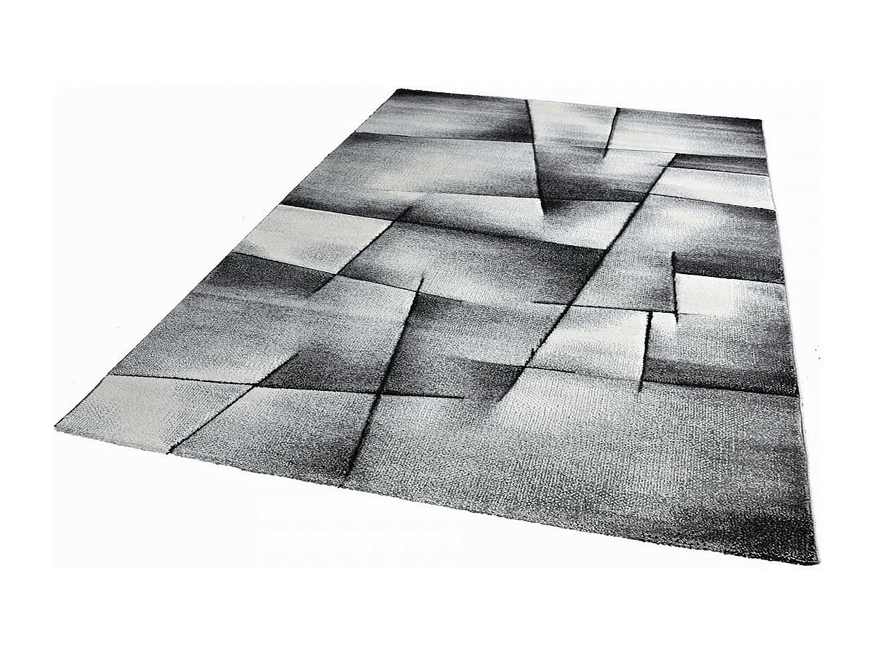tapis salon 160x230 tissé anthracite rectangle motif géométrique LYN8 ULTIMA