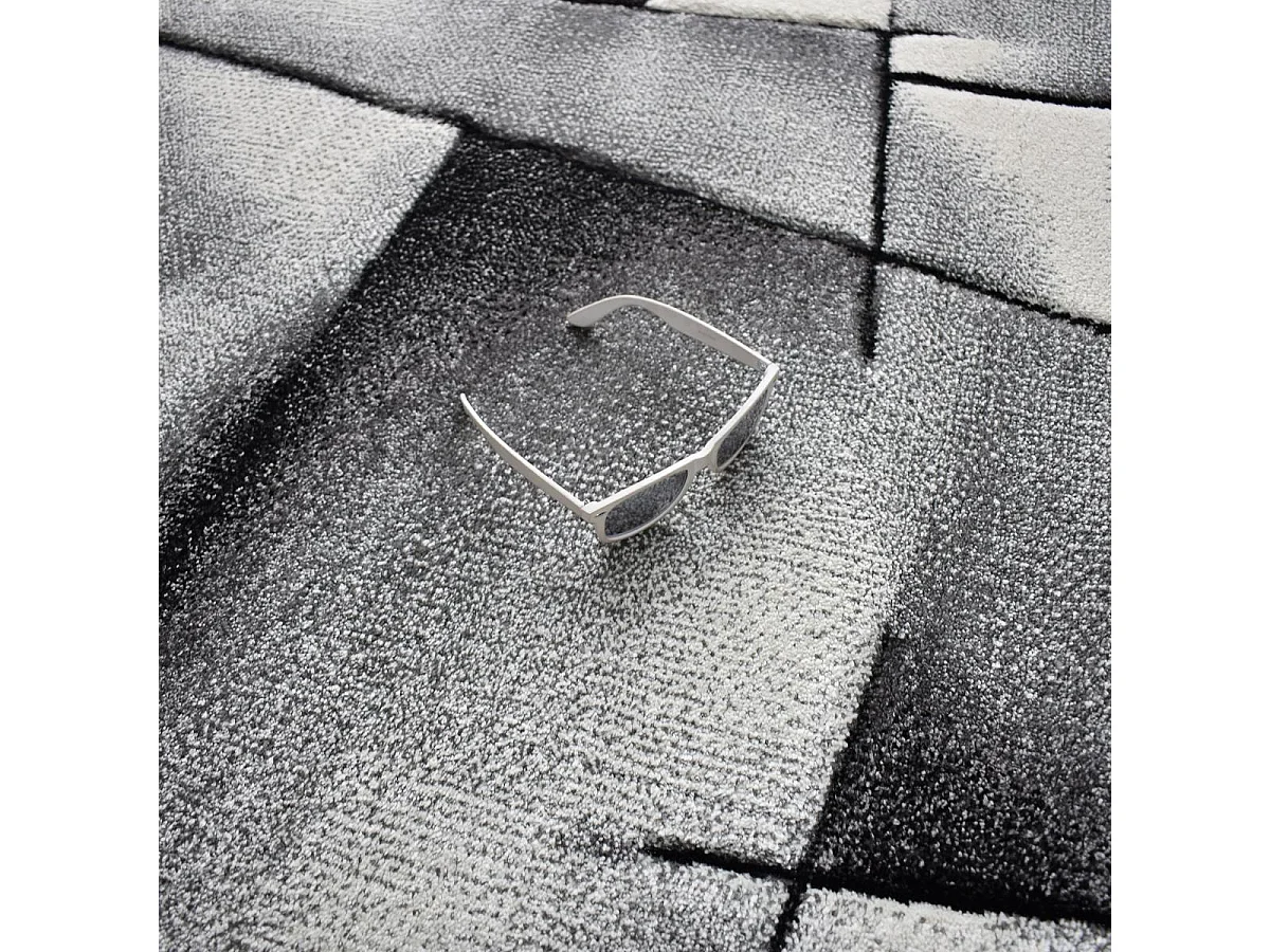 tapis salon 160x230 tissé anthracite rectangle motif géométrique LYN8 ULTIMA