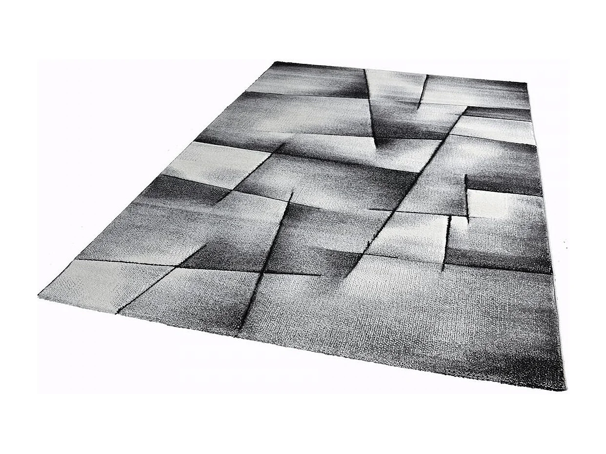tapis salon 160x230 tissé anthracite rectangle motif géométrique LYN8 ULTIMA