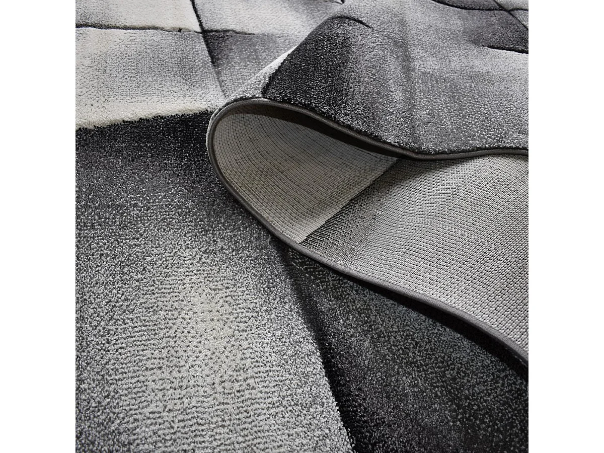 tapis salon 160x230 tissé anthracite rectangle motif géométrique LYN8 ULTIMA