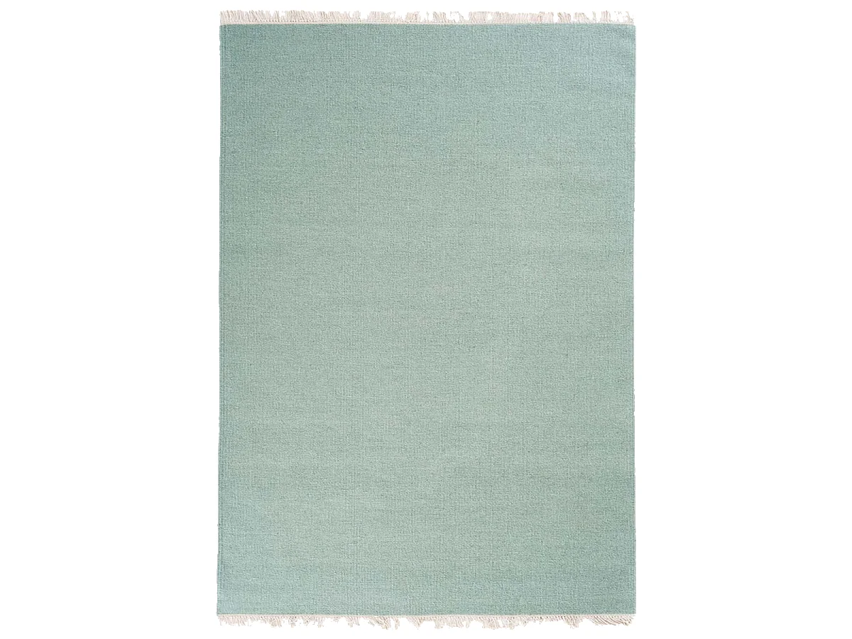 Tapis kilim 80x150 rectangle fait main en laine vert motif uni LYN12 BAYA IBAY
