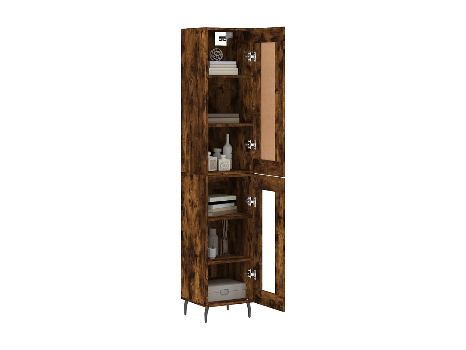 Buffet haut Chêne fumé 34,5x34x180 cm Bois d'ingénierie