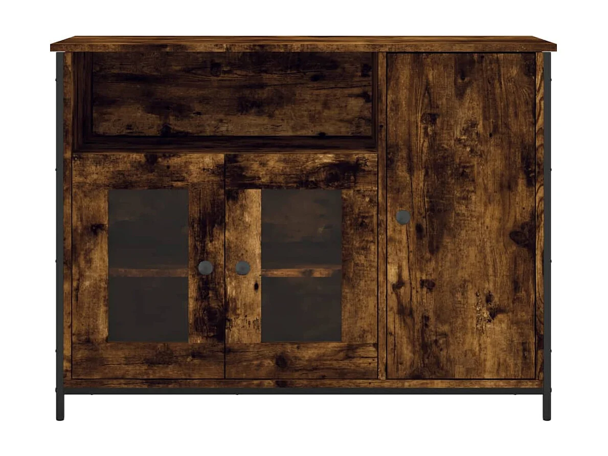 Buffet chêne fumé 100x35x75 cm bois d'ingénierie