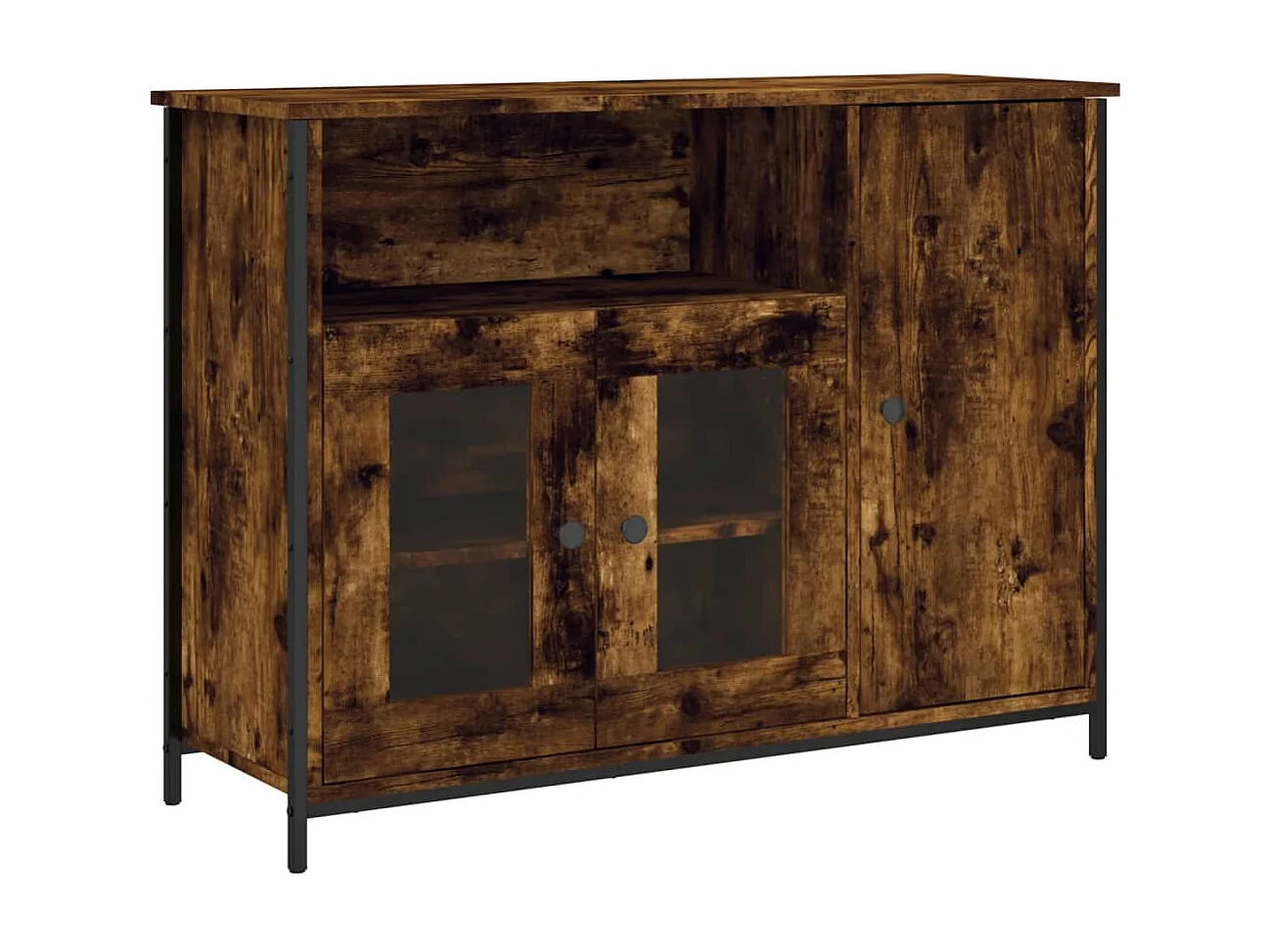Buffet chêne fumé 100x35x75 cm bois d'ingénierie