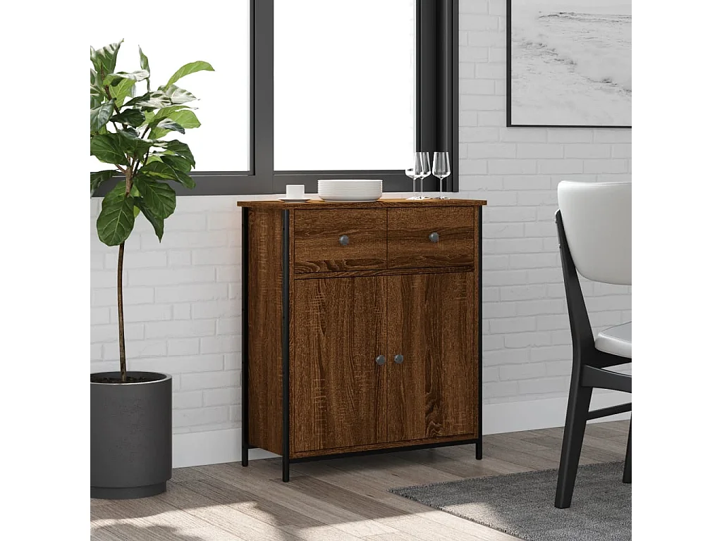 Buffet chêne marron 70x30x80 cm bois d'ingénierie