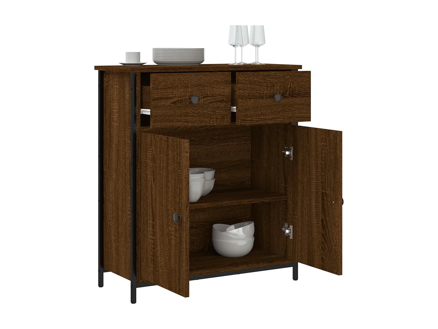 Aparador de madera de ingeniería marrón roble 70x30x80 cm