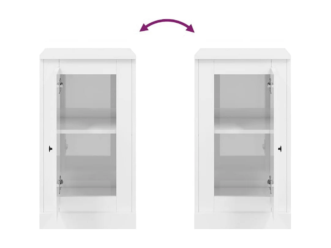 Buffets 2 pièces blanc brillant 37,5x35,5x67,5cm bois d'ingénierie