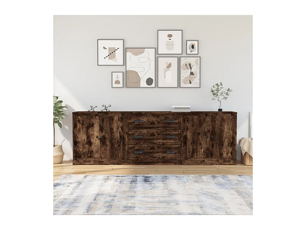 Buffets 3 pièces Chêne fumé Bois d'ingénierie