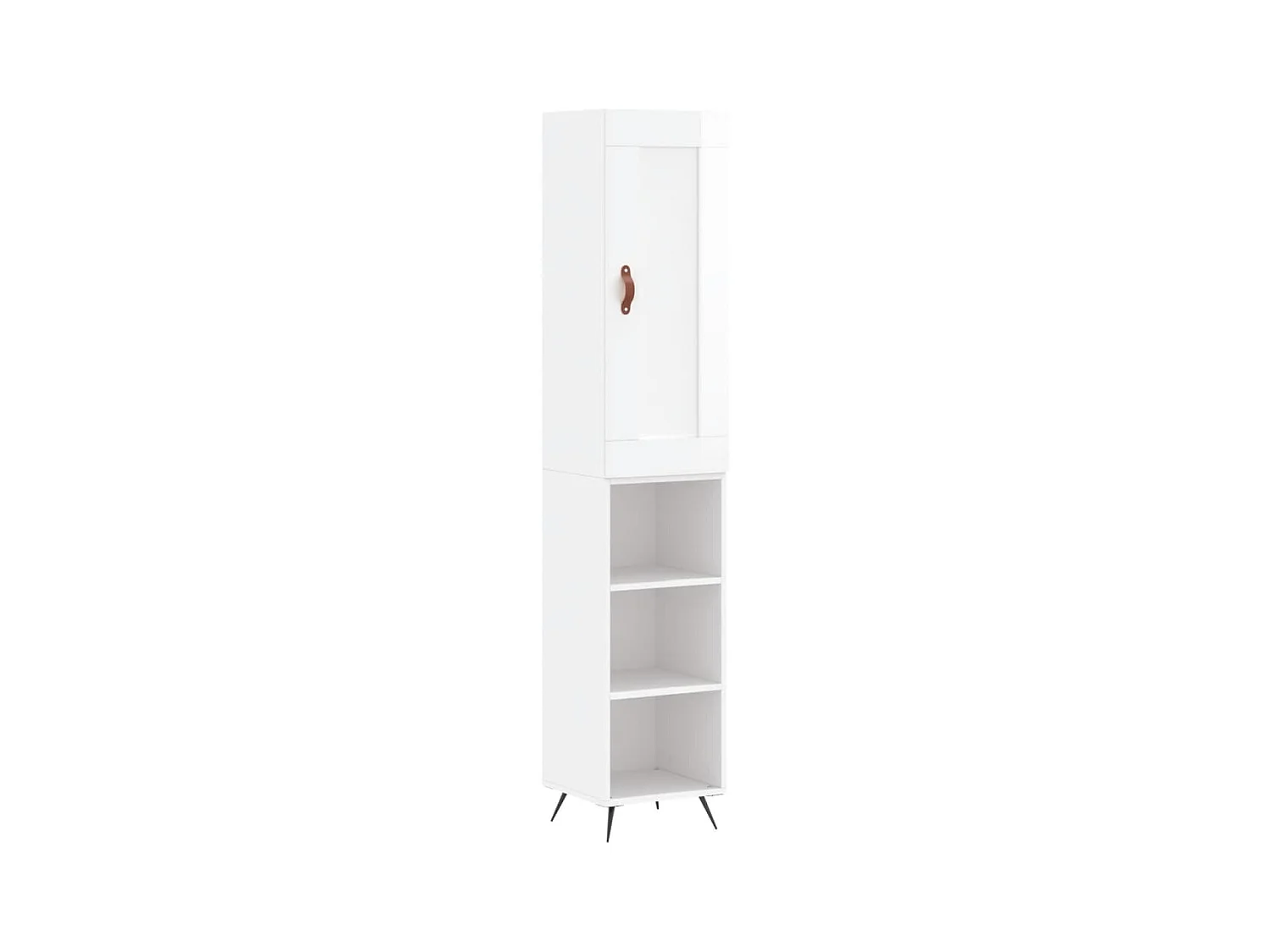 Buffet haut Blanc brillant 34,5x34x180 cm Bois d'ingénierie