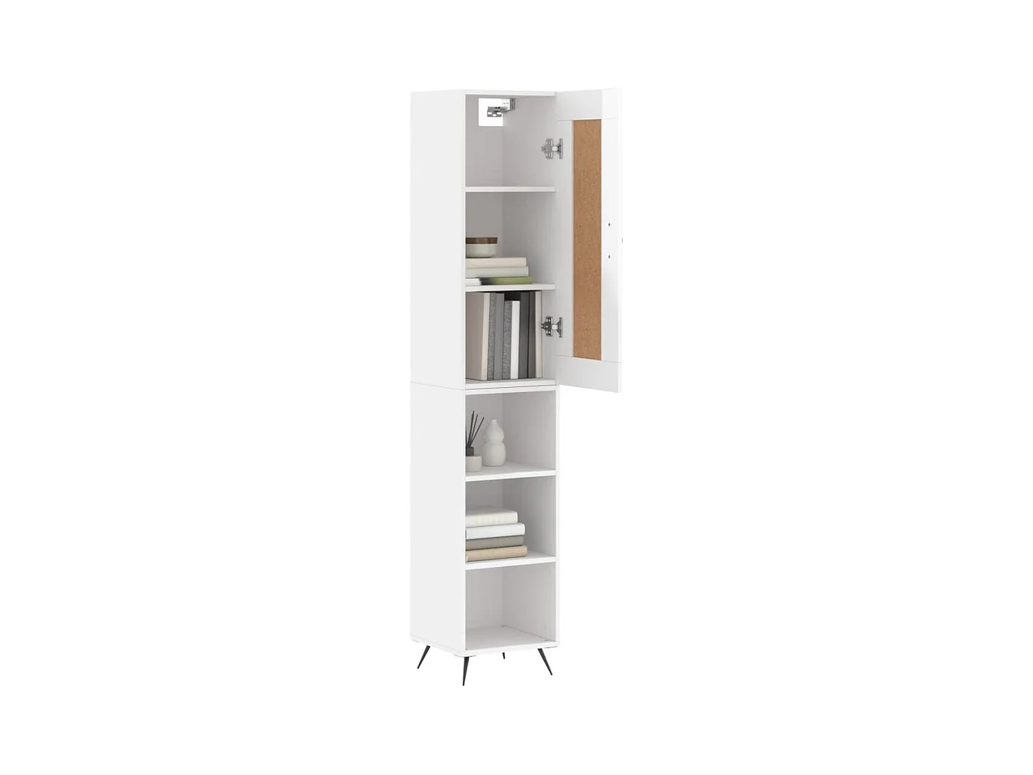Buffet haut Blanc brillant 34,5x34x180 cm Bois d'ingénierie