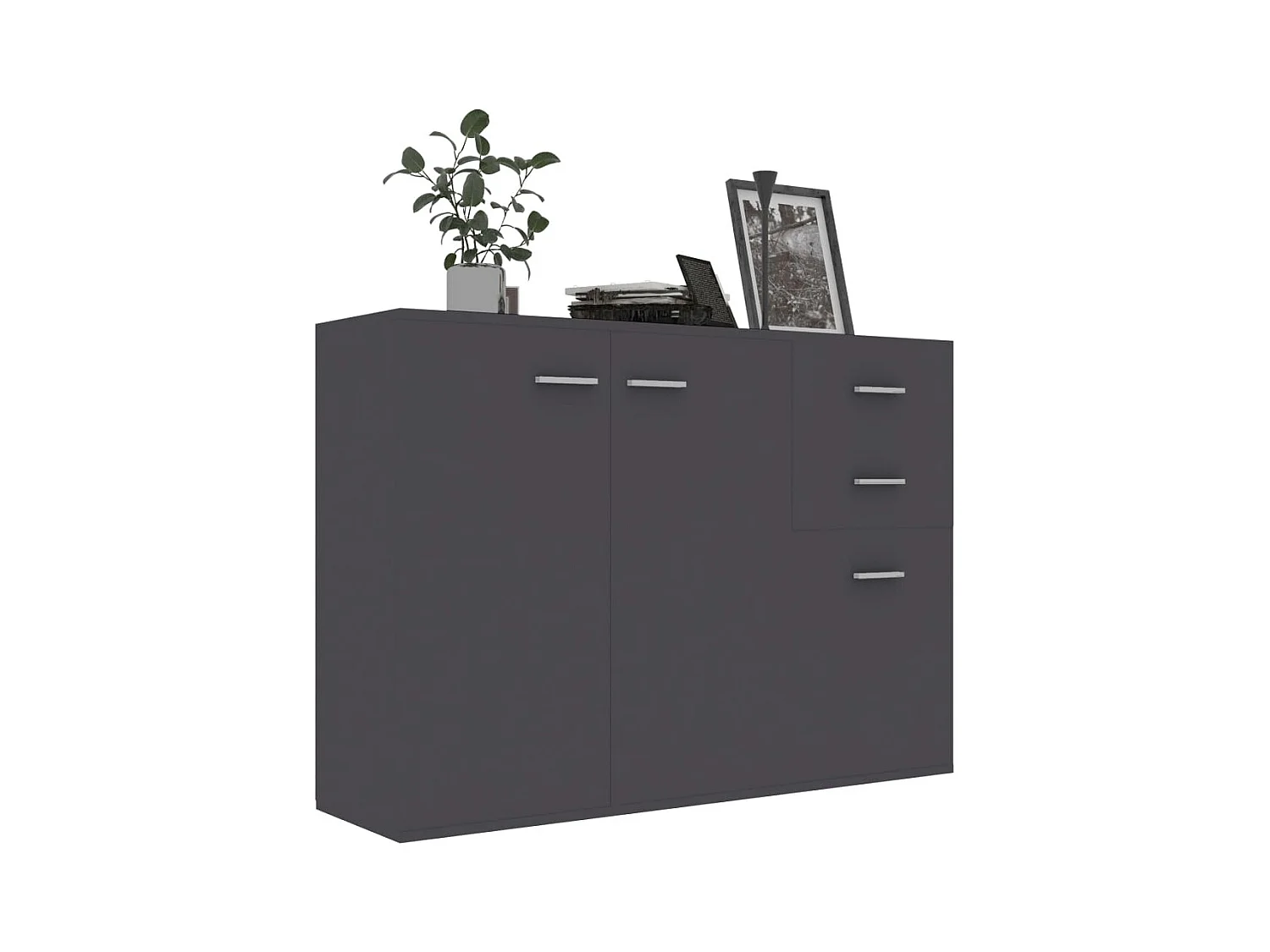 Aparador de madera contrachapada gris 105x30x75 cm