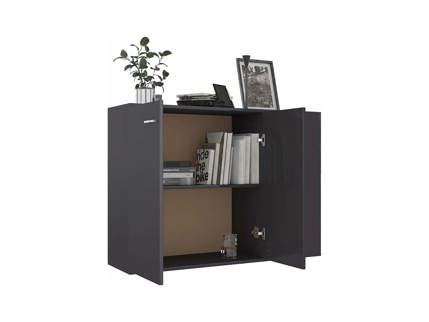 Aparador de madera contrachapada gris 105x30x75 cm