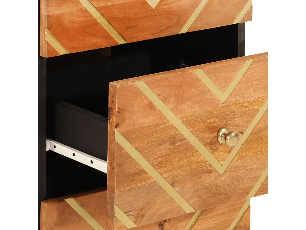 Armoire latérale marron et noir 40x33,5x75 cm bois de manguier