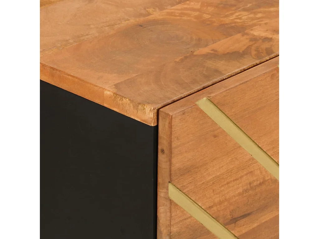 Armoire latérale marron et noir 40x33,5x75 cm bois de manguier