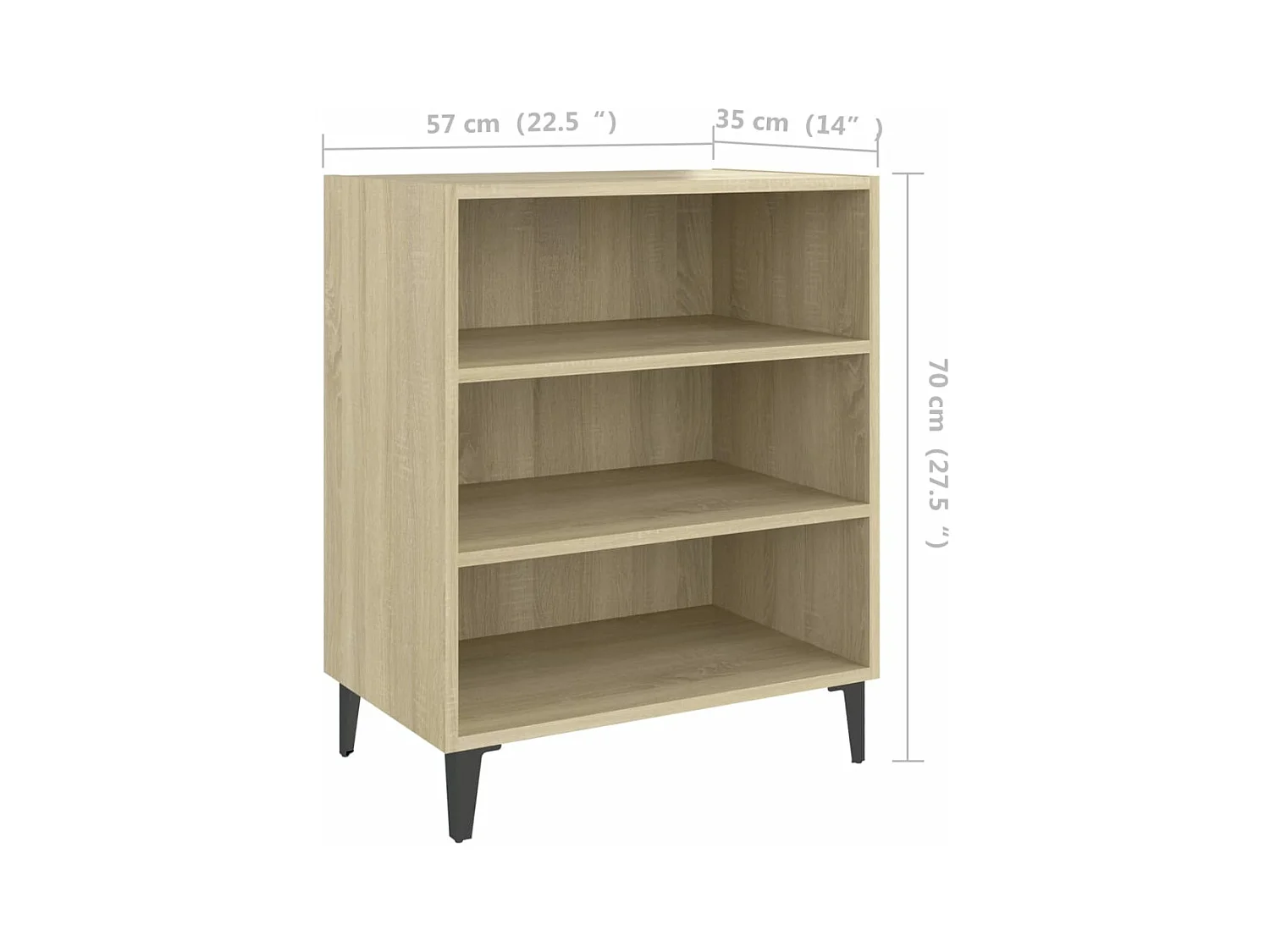 Aparador de madera contrachapada color roble Sonoma 57x35x70 cm