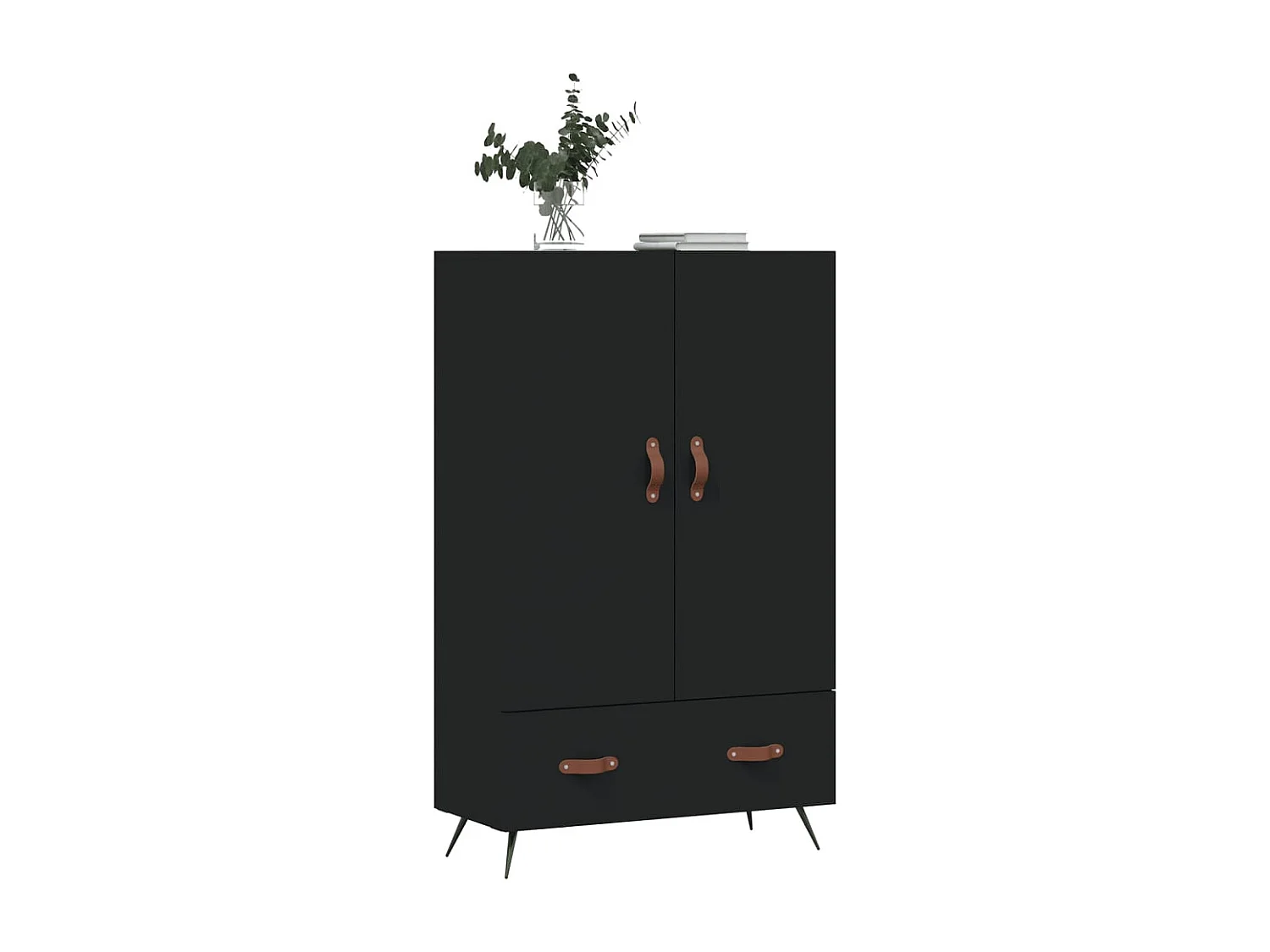 Buffet haut noir 69,5x31x115 cm bois d'ingénierie