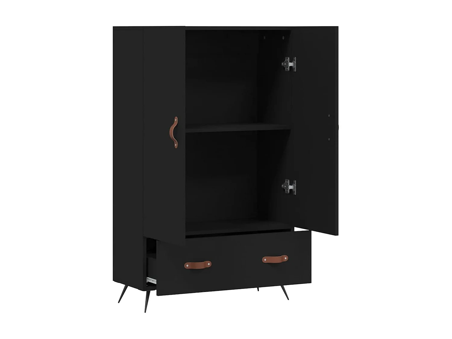 Buffet haut noir 69,5x31x115 cm bois d'ingénierie