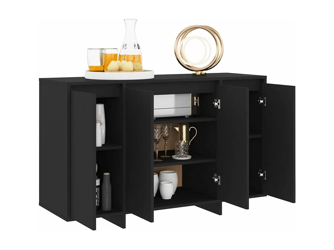 Buffet noir 120x41x75 cm bois d'ingénierie