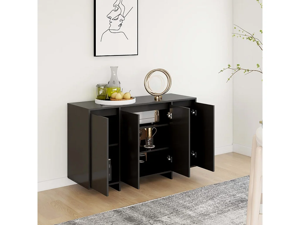 Buffet noir 120x41x75 cm bois d'ingénierie