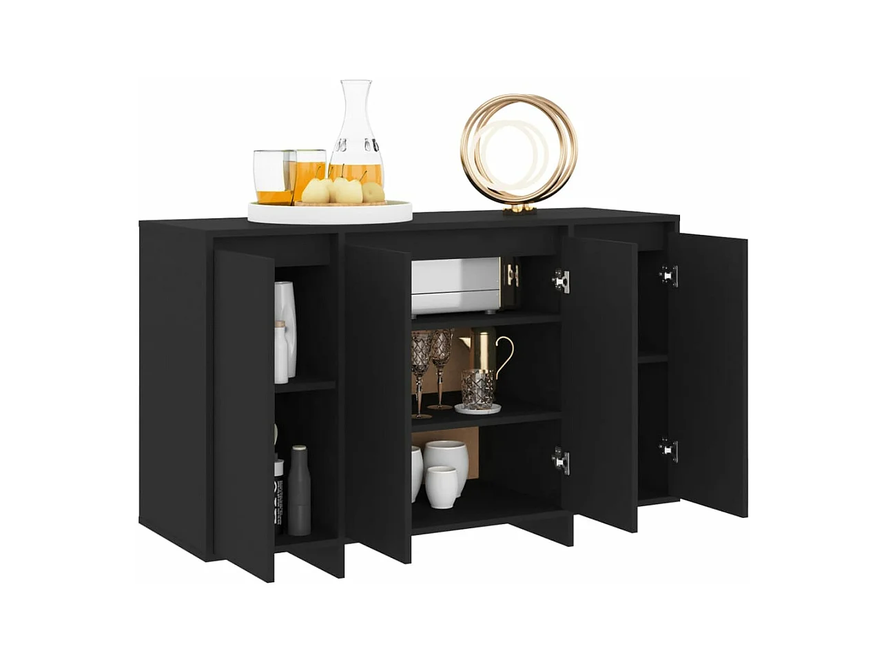 Buffet noir 120x41x75 cm bois d'ingénierie