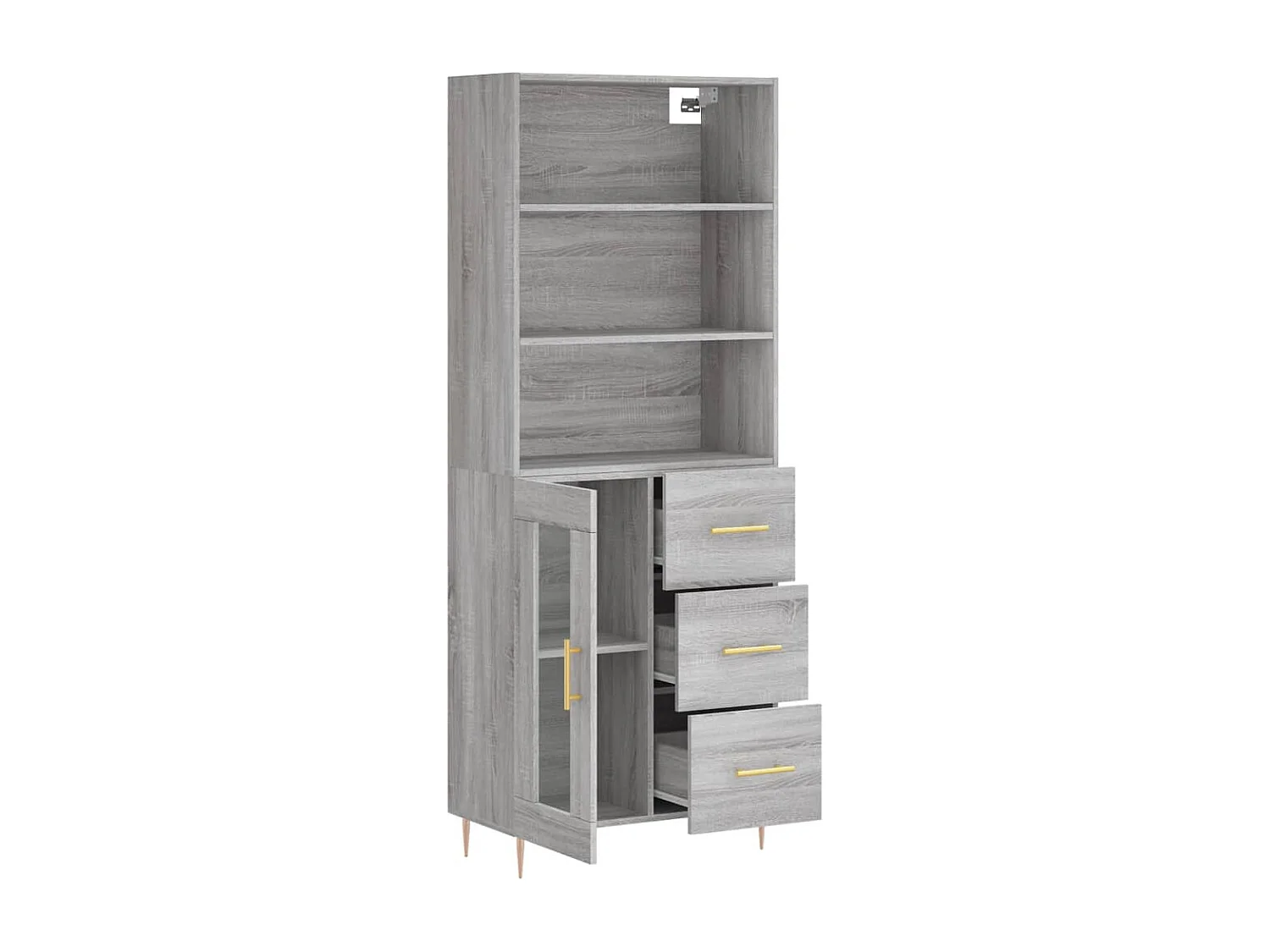 Aparador alto madera contrachapada gris sonoma 69,5x34x180 cm