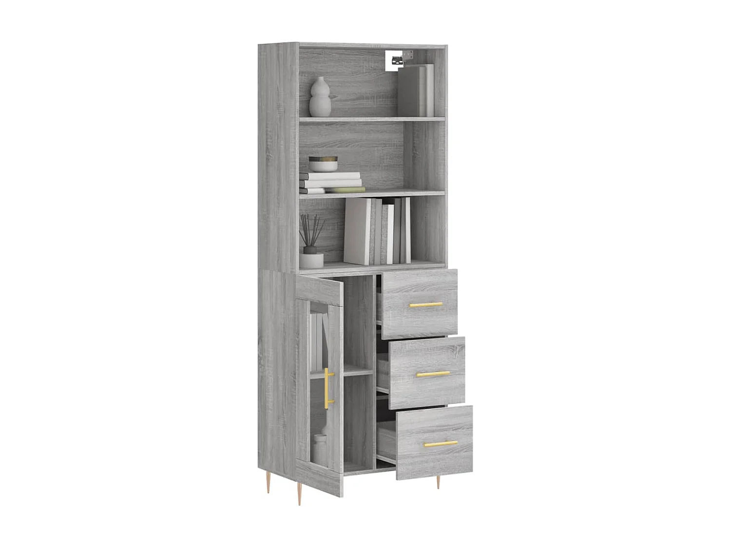 Buffet haut Sonoma gris 69,5x34x180 cm Bois d'ingénierie