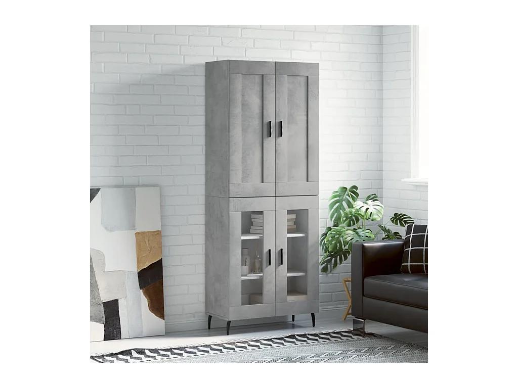 Aparador alto madera contrachapada gris hormigón 69,5x34x180 cm