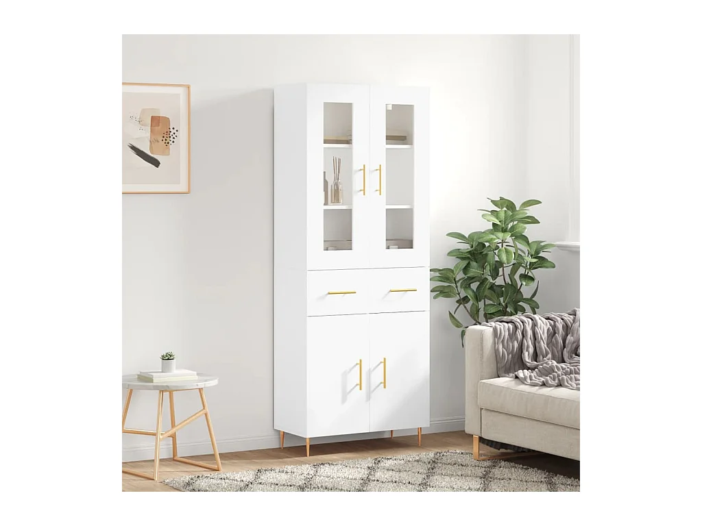 Buffet haut Blanc 69,5x34x180 cm Bois d'ingénierie