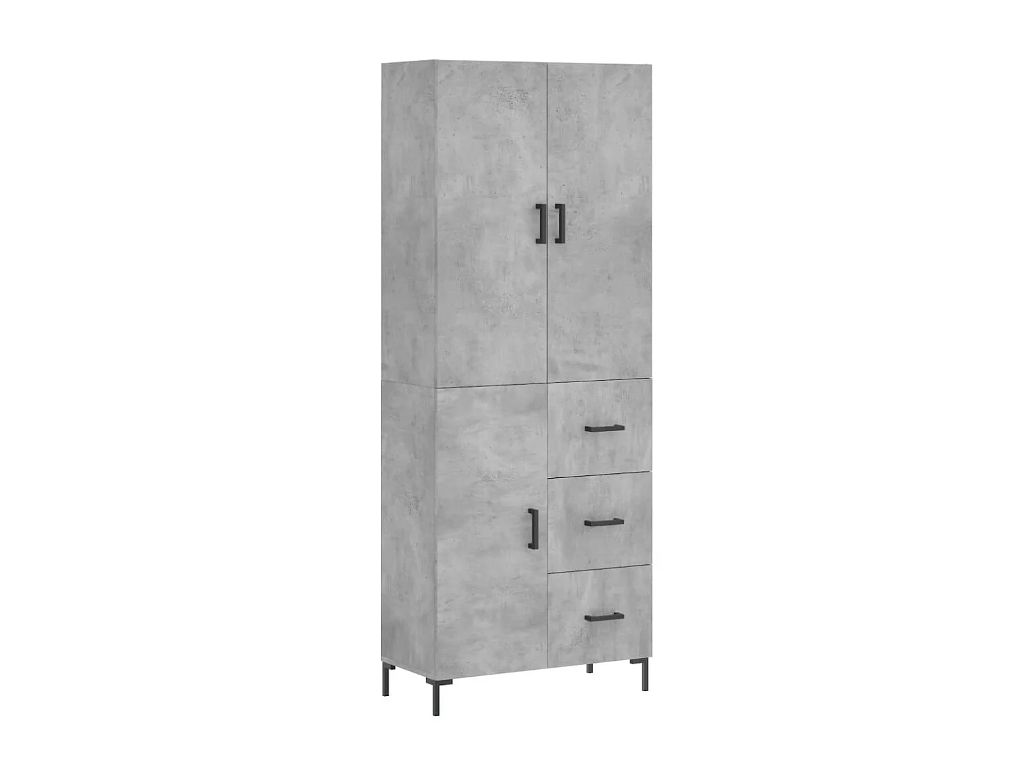 Buffet haut Gris béton 69,5x34x180 cm Bois d'ingénierie