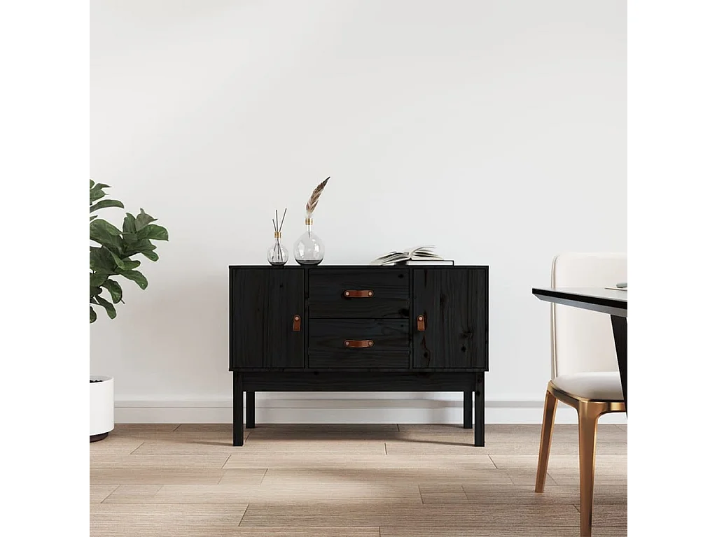Buffet Noir 110x40x78 cm Bois massif de pin