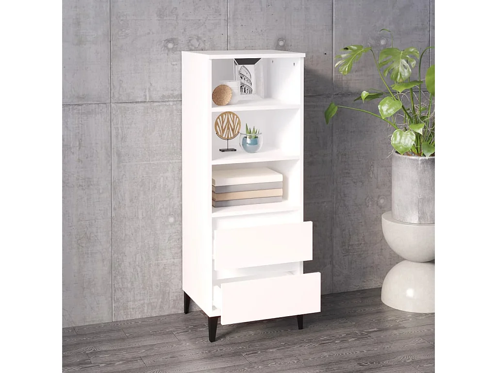 Buffet haut Blanc 40x36x110 cm Bois d'ingénierie