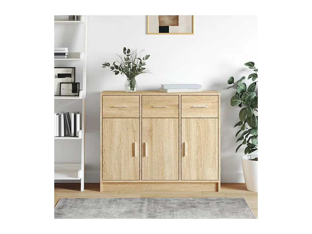 Buffet chêne sonoma 91x28x75 cm bois d'ingénierie