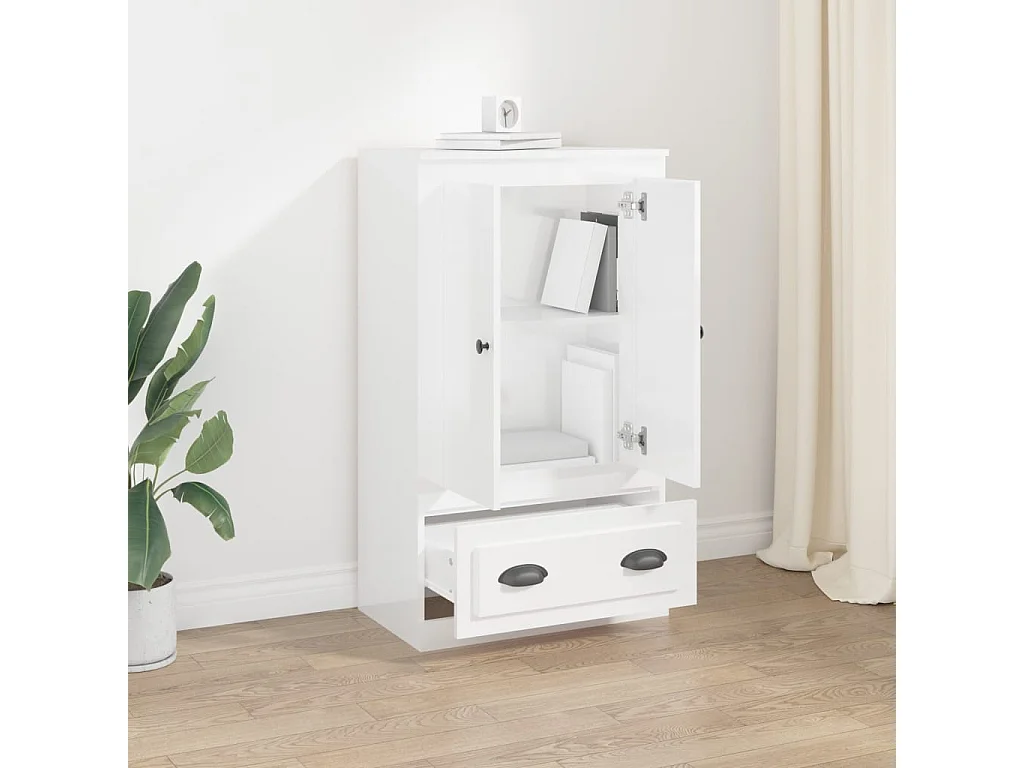 Armário alto derivados madeira 60x35,5x103,5cm branco brilhante