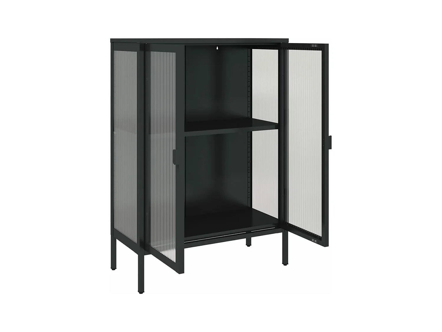 Buffet noir 75x35x105 cm verre et acier