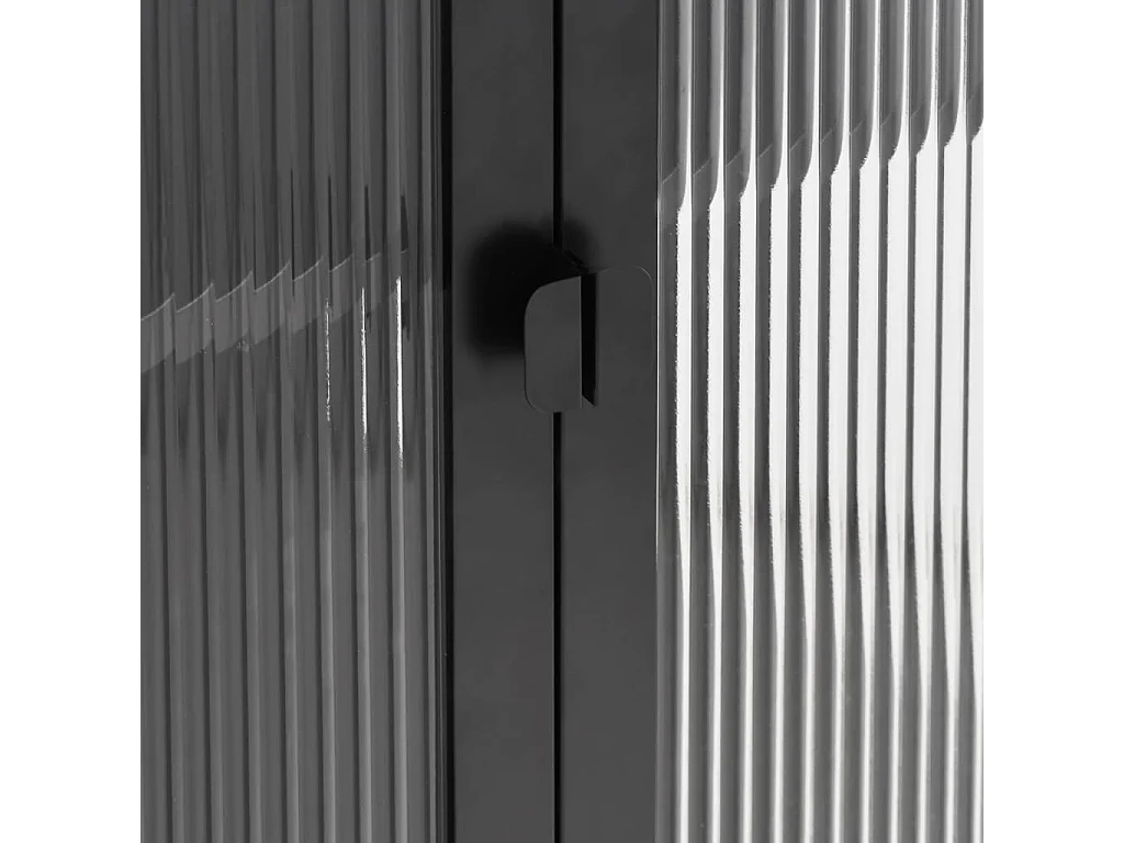 Buffet noir 75x35x105 cm verre et acier