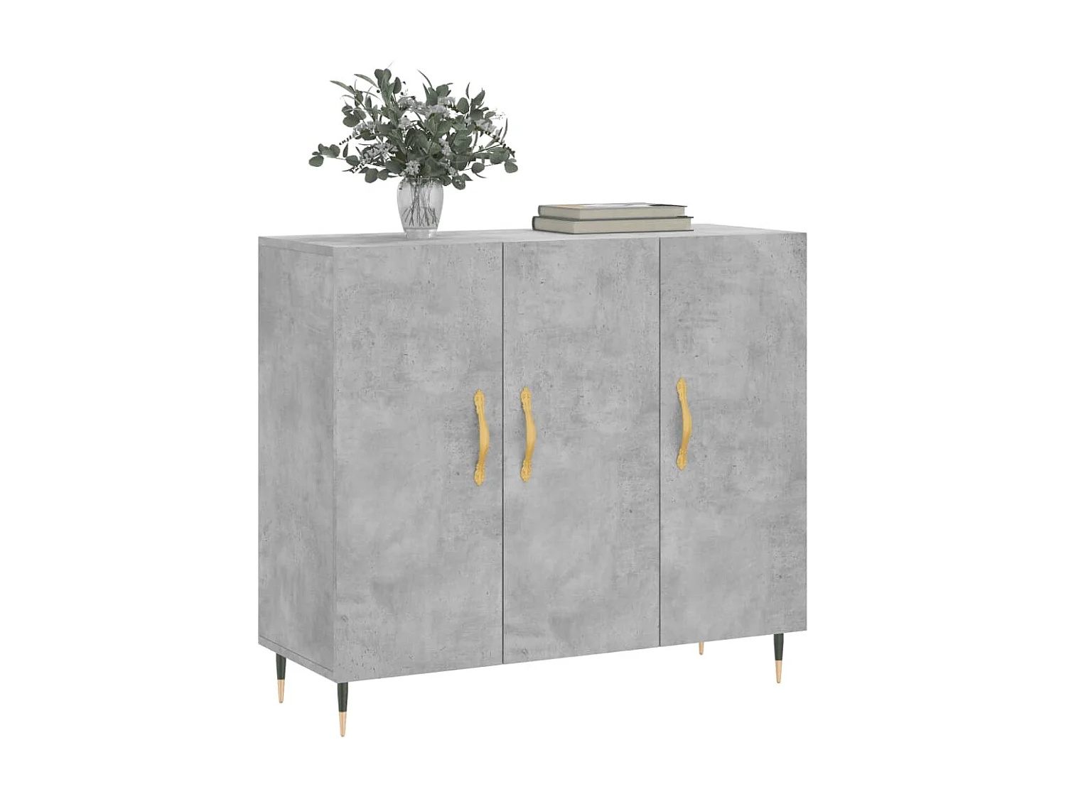 Buffet gris béton 90x34x80 cm bois d'ingénierie